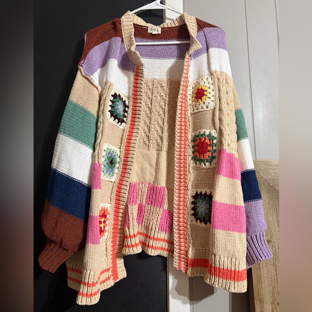 POL Colorful Patchwork  Cardigan